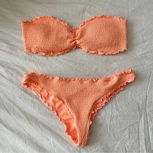 H&M textured bikini swimwear set in peach